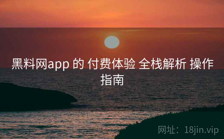 黑料网app 的 付费体验 全栈解析 操作指南