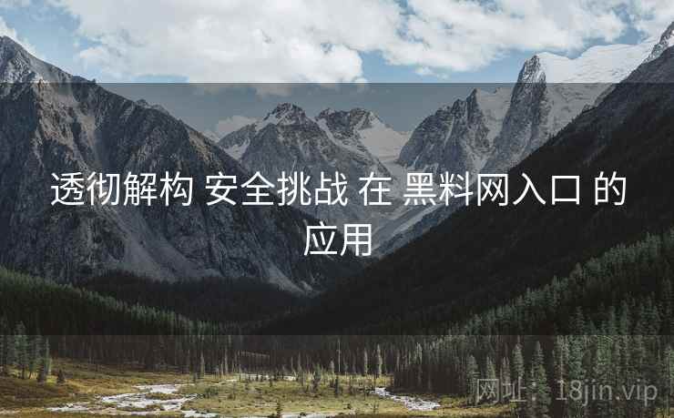 透彻解构 安全挑战 在 黑料网入口 的应用